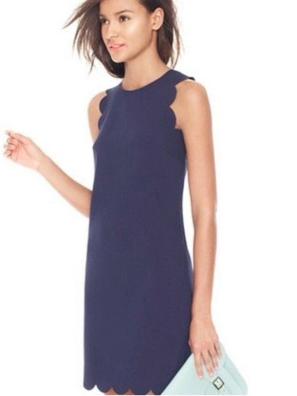 J.Crew Navy Scalloped Shift Dress Size 6